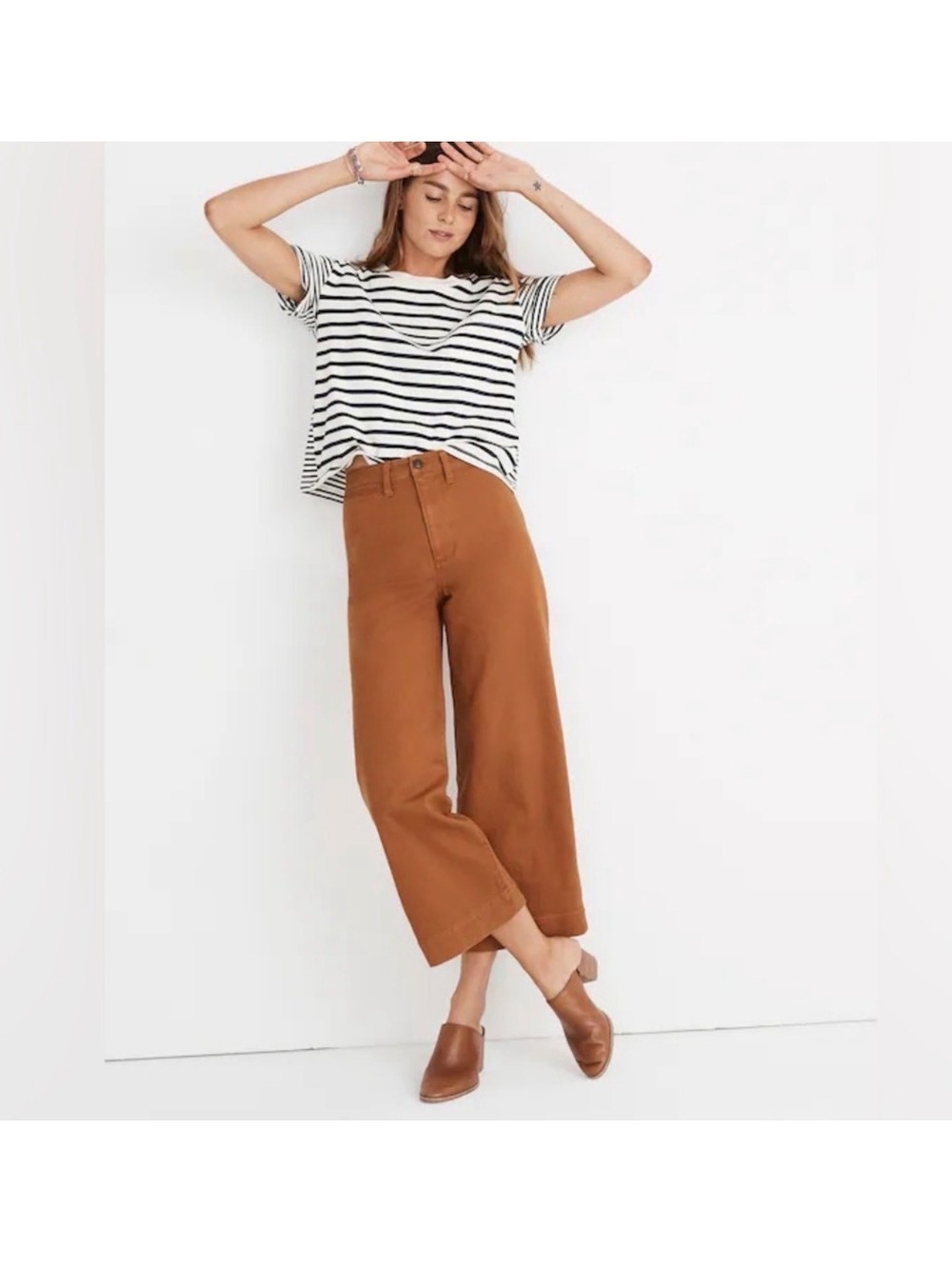 NWOT Madewell Emmett Canvas Utility Cropped Trousers Terracota Sz 25 cotton